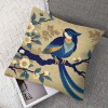 Ulloord  Vintage Rustic Birds Floral Throw pillow Cushion Cover Watercolor Blue Birds with Poppies Flowers Blooming pillow Covers pillow Case for Home Sofa