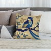 Ulloord  Vintage Rustic Birds Floral Throw pillow Cushion Cover Watercolor Blue Birds with Poppies Flowers Blooming pillow Covers pillow Case for Home Sofa