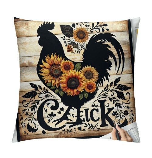  Outdoor Throw pillow Cover Farm Animals Cow Pig Hen Sheep with Sunflower Flower Farmhouse pillows Cushion Cover Country Style Decor Sofa (Moo Set)