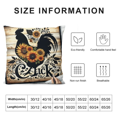  Outdoor Throw pillow Cover Farm Animals Cow Pig Hen Sheep with Sunflower Flower Farmhouse pillows Cushion Cover Country Style Decor Sofa (Moo Set)