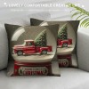  Merry Christmas pillow Covers Christmas Tree with Quote Decorative Throw pillow Cover Cushion Case Black Throw pillowcase (&amp;)