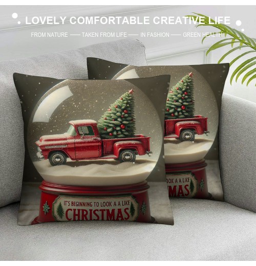  Merry Christmas pillow Covers Christmas Tree with Quote Decorative Throw pillow Cover Cushion Case Black Throw pillowcase (&amp;)