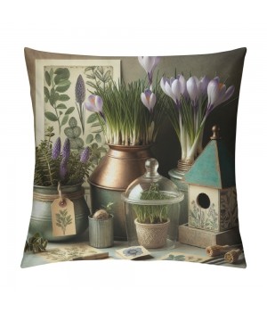 Ulloord  Throw pillow Covers Spring Wild Flower Purple Lavender Garden Backyard Decorative Rustic Throw pillowcase Cushion Cover