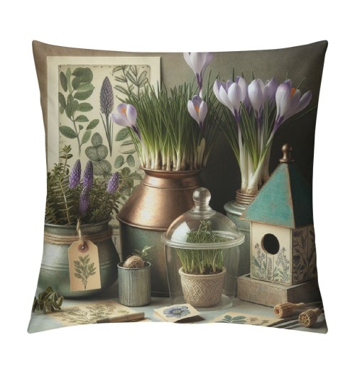 Ulloord  Throw pillow Covers Spring Wild Flower Purple Lavender Garden Backyard Decorative Rustic Throw pillowcase Cushion Cover