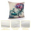 Ulloord  Vintage&nbsp;Bicycle Bike Throw pillow Covers for Home Sofa Couch Spring Flower Decorative Cushion Cover Square Pcases Blue Green Bike Outdoor Decor