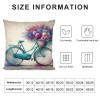 Ulloord  Vintage&nbsp;Bicycle Bike Throw pillow Covers for Home Sofa Couch Spring Flower Decorative Cushion Cover Square Pcases Blue Green Bike Outdoor Decor