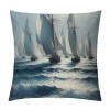 Ulloord Throw pillow Covers Sailboat on Sea with Retro Pastel Oil Painting Marine Theme Effect Decorative pillow Covers Nautical Sailboat pillow Case Cushion Covers