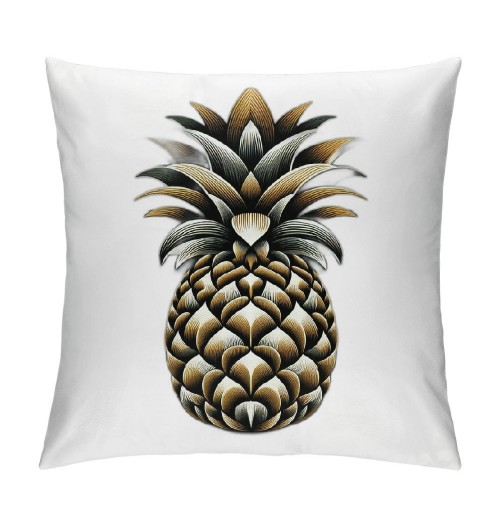 Ulloord  Pineapple pillow Covers Summer Beach Decorative Throw pillow Case Gold Pineapple in Black White Stripes pillow Case Square Cushion Cover for Sofa Bedroom