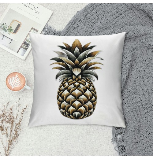 Ulloord  Pineapple pillow Covers Summer Beach Decorative Throw pillow Case Gold Pineapple in Black White Stripes pillow Case Square Cushion Cover for Sofa Bedroom