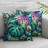 Ulloord  Green Leaves pillow Covers Tropical Palm Leaf Decorative Throw pillow Case Summer Cushion Cover for Home Bench/Couch/Sofa