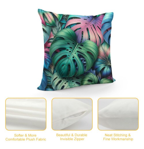 Ulloord  Green Leaves pillow Covers Tropical Palm Leaf Decorative Throw pillow Case Summer Cushion Cover for Home Bench/Couch/Sofa