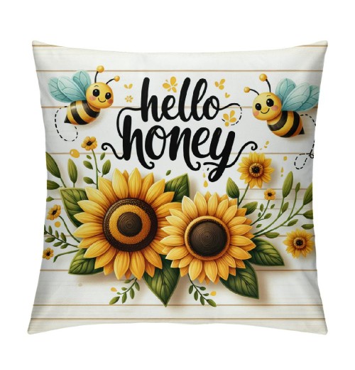  Home Sweet Home Farmhouse pillow Covers Rustic Sunflower Throw pillow Covers&nbsp; Bee Farm pillow Case Outdoor Yellow Floral Cushion Cover for Sofa