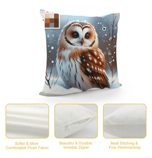 Ulloord  pillow Covers Super Soft Cute Animal Owl Throw pillow Covers Winter Snow Decor pillowcase Cushion Cover