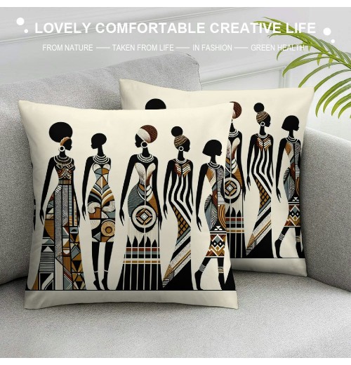  Throw pillow Covers Ethnic Series Vintage Tribe Lady Art Painting Style Decorative Cushion Cases Outdoor pillowcases Home Decor