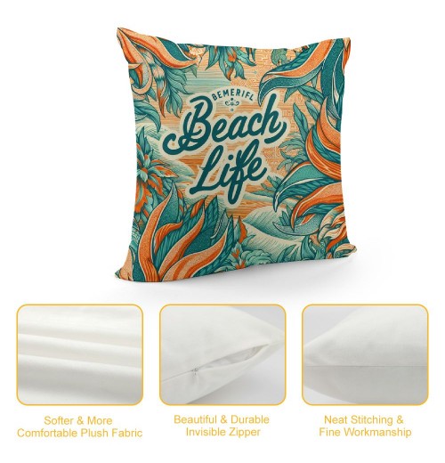  Throw pillow Cover Vintage Ocean Theme Conch and Decorative pillow Case Home Decor Square Cushion Cover pillowcase ()