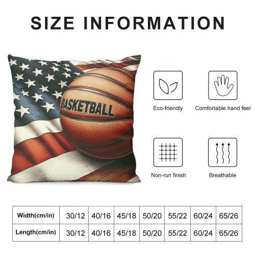 Vintage Rustic American Flag with Basketball Throw pillow Cover for Independence Day Decorative pillow Covers Throw pillow Case Patriotic Cushion Cover