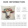 Ulloord  Farmhouse Cow pillow Covers Vintage Watercolor Animal Print Decor pillows case Cushion Cover Decorations Kids Sofa Bed Office(Cow Floral)