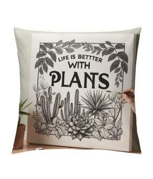 Ulloord Green Leaves pillow Covers Tropical Palm Leaf with Quote Life is Better with Plants Decorative Throw pillow Case Summer Cactus Cushion Cover for Home Sofa