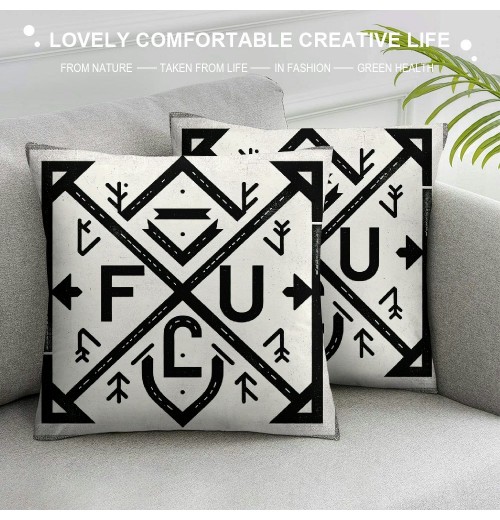 Ulloord  pillow Covers Funny Quote F k Compass Pattern Throw pillow Case Sofa Cushion Cover Square