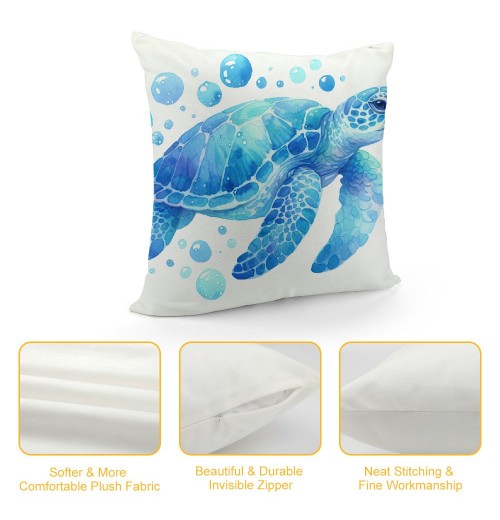 Ulloord Sea Turtle Throw pillow Cover Summer Ocean Beach Theme Decor Cushion Case Super Soft Marine Animals Decorative pillow Covers for Home Sofa Couch