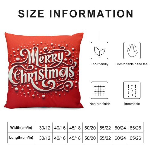 Ulloord Merry Christmas pillow Covers Series pillow Cover Red Christmas Square pillow Case Linen Blessing pillowcase for Sofa Couch Decorations