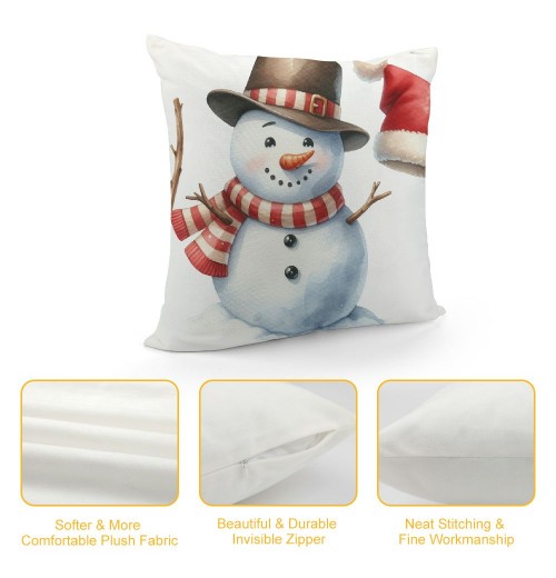 Ulloord  pillow Covers Super Soft Christmas Snowman Throw pillow Covers Xmas Party Home Decor pillowcase Cushion Cover