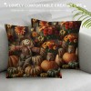 Ulloord pillow Covers Pumpkin Sunflower Fall Leavers Scarecrow Wreath Decorative Throw pillow Cover Vintage Wood Grain pillowcase Cushion Cover