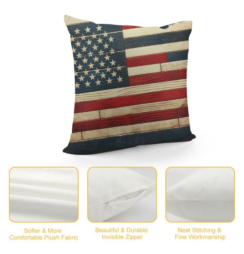 Ulloord  Throw pillow Covers Retro Rustic Wood Background with Vintage USA American Flag Decorative pillow Covers for Independence Day pillow Case Cushion Cover Home Bed Couch