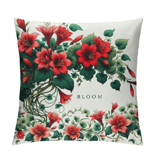 Ulloord  Red Geranium Flower Throw pillow Covers Vintage Quote Antique&nbsp;Floral Bloom Spring Summer Cushion Case Decor, Home Sweet Home Plant Botanical Decoration for Sofa Couch