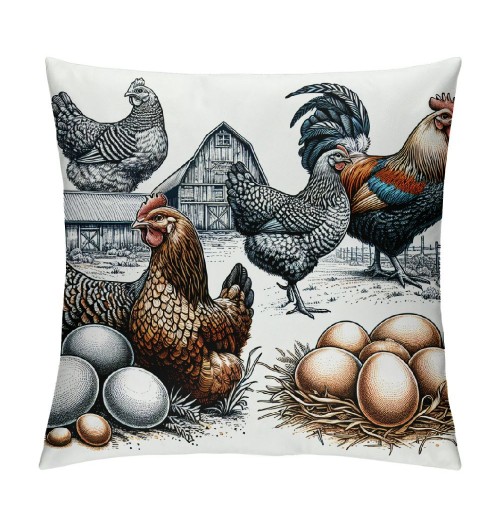 Farm Animals pillow Cover Vintage Rustic Farmhouse Watercolor Eggs pillow Cases Cushion Cover for Home Sofa Couch