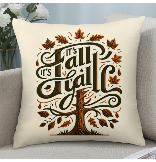 Ulloord Hello Fall Yall pillow Covers Fall Decor Black Buffalo Plaids Autumn Leaves Maple Trees Throw pillow Cases Outdoor Farmhouse Decorations Cushion Cover for Thanksgiving