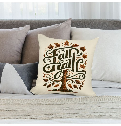 Ulloord Hello Fall Yall pillow Covers Fall Decor Black Buffalo Plaids Autumn Leaves Maple Trees Throw pillow Cases Outdoor Farmhouse Decorations Cushion Cover for Thanksgiving