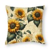 Ulloord  Vintage Sunflower Decorative pillow Cover Fresh Flower with Green Leaf Throw Farmhouse pillowcase Rustic Cushion Cover Home for Sofa