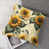 Ulloord  Vintage Sunflower Decorative pillow Cover Fresh Flower with Green Leaf Throw Farmhouse pillowcase Rustic Cushion Cover Home for Sofa