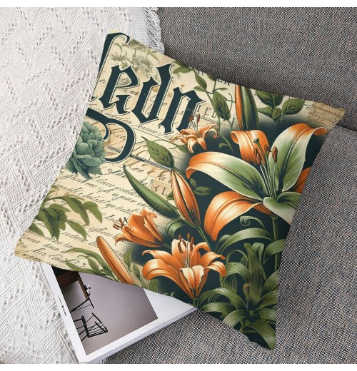 Ulloord Vintage Flower Throw pillow Covers&nbsp; Rustic Farmhouse pillow Covers Floral Bicycle&nbsp; pillow Cases Outdoor Cushion Cover for Sofa