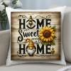 Ulloord Home Sweet Home Farmhouse pillow Covers Rustic Sunflower Throw pillow Covers Bee Farm pillow Case Outdoor Yellow Floral Cushion Cover for Sofa