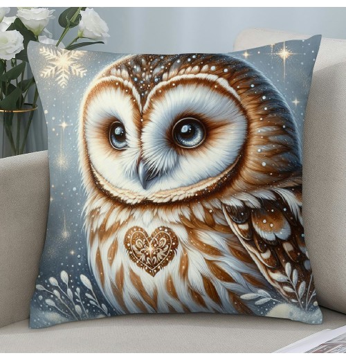 Ulloord  pillow Covers Super Soft Cute Animal Owl Throw pillow Covers Winter Snow Decor pillowcase Cushion Cover