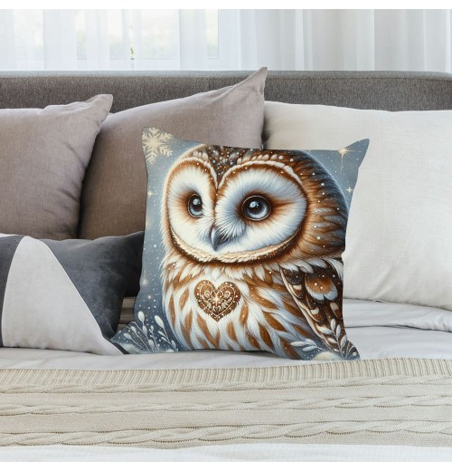 Ulloord  pillow Covers Super Soft Cute Animal Owl Throw pillow Covers Winter Snow Decor pillowcase Cushion Cover