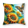 Ulloord Throw pillow Covers Vibrant Sunflower with Insect Butterfly Pattern Decorative pillowcases Throw pillow Case Home Couch Cushion Cover for Summer Decor