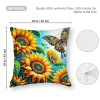 Ulloord Throw pillow Covers Vibrant Sunflower with Insect Butterfly Pattern Decorative pillowcases Throw pillow Case Home Couch Cushion Cover for Summer Decor