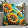 Ulloord Throw pillow Covers Vibrant Sunflower with Insect Butterfly Pattern Decorative pillowcases Throw pillow Case Home Couch Cushion Cover for Summer Decor