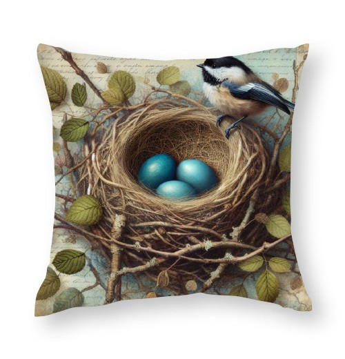 Ulloord pillow Covers Vintage Bird Nest Decorative Throw pillow Case Cushion Cover for Bed Office Living Room Sofa