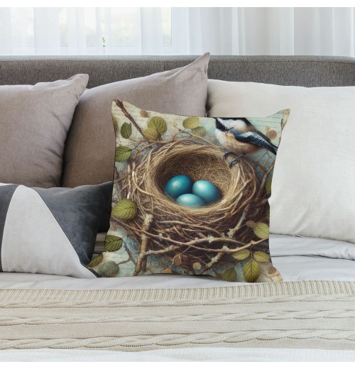 Ulloord pillow Covers Vintage Bird Nest Decorative Throw pillow Case Cushion Cover for Bed Office Living Room Sofa