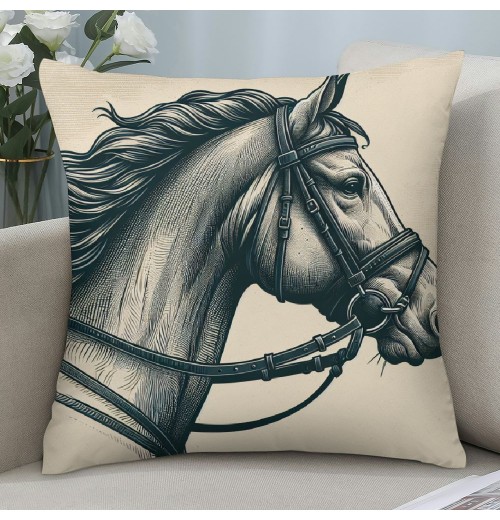 Ulloord  Horse Throw pillow Covers, Rustic Animals Horse Art Pattern Cushion Case for Home Living Room Decor, Retro Farmhouse Horse Black Brown Decorative Throw Cushion Case