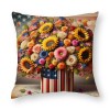 Ulloord Red Bird Home Farmhouse pillow Covers Vintage American Flag with Sunflower Flower Farm pillow Cases Wood&nbsp; Theme pillows Cushion Cover for Sofa(USA Flag)