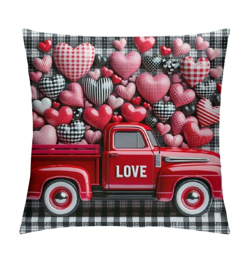 Ulloord Valentines Day Throw pillow Covers, Spring Farmhouse Holiday Red Black Cushion Case for Home Sofa Couch Decoration