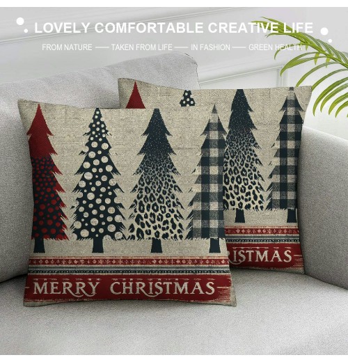 Ulloord Farmhouse Christmas pillow Covers Country Christmas Decorations Black and White Buffalo Plaid Throw pillow Cushion Cover Winter Holiday Home Decor