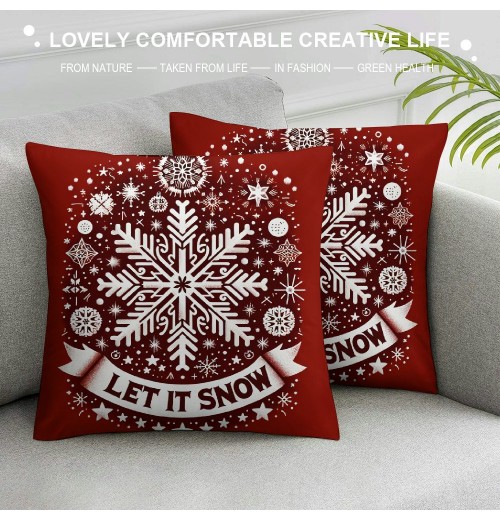 Ulloord  Red Christmas pillow Covers Farmhouse Christmas Decorations Merry Christmas Tree Truck Hello Winter Holiday Decor Throw Cushion Case for Home Couch