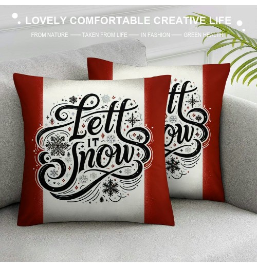 Ulloord Red Christmas pillow Covers Farmhouse Christmas Decorations Winter Holiday Decor Throw Cushion Case for Home Couch