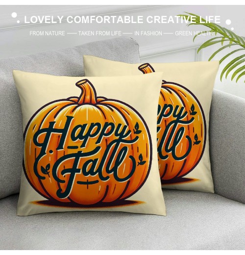 Ulloord  Pumpkin Halloween Throw pillow Cover Farmhouse Autumn Cushion Case for Sofa Couch Linen